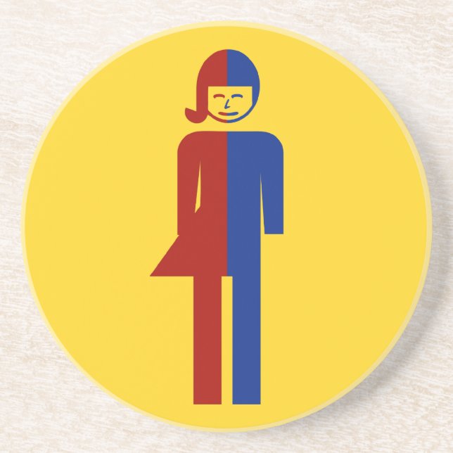 Posavasos De Arenisca Baño Ladyboy/Baño Tomboy ⚠ Rótulo tailandés ⚠ (Frente)