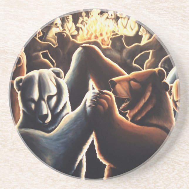 Posavasos De Arenisca Baños bailarines Fiestas de galletas de animales r (Frente)