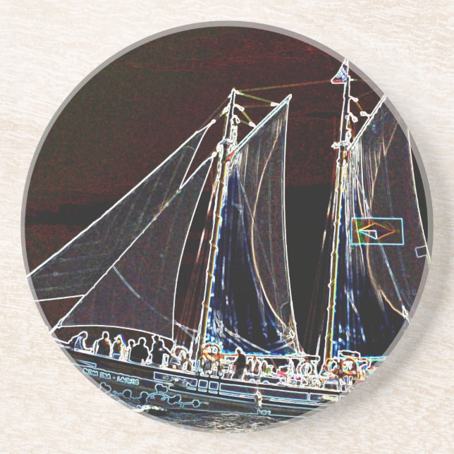 Posavasos De Arenisca Barco de Vela- Fotografía Abstracta (Frente)