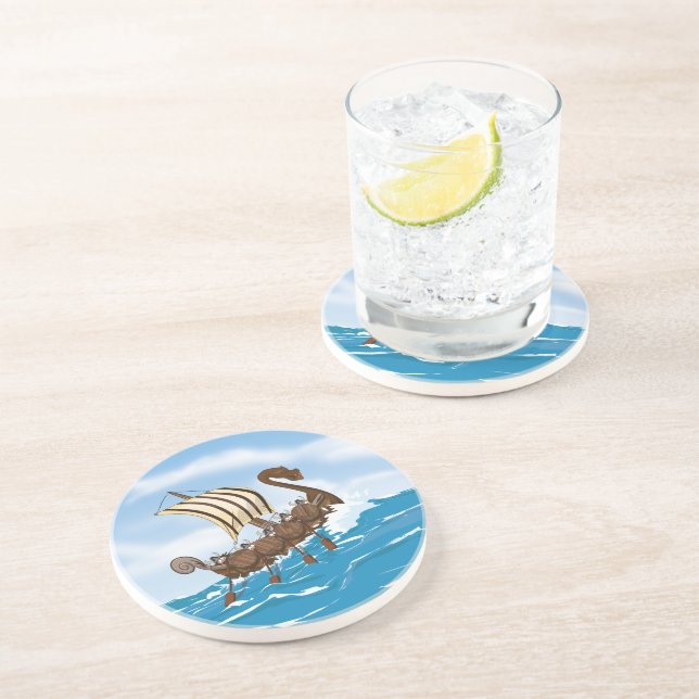 Posavasos De Arenisca Barco de Viaje (Lado)