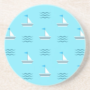 Posavasos De Arenisca Barcos De Mar Azul