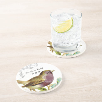 Posavasos De Arenisca Bases para vasos Plum Vintage Love Bird