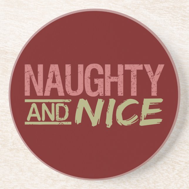 Posavasos De Arenisca Bastón personalizado traviesa y agradable (Frente)