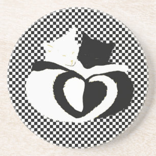 Posavasos De Arenisca Bastones CAT - Amo blanco negro