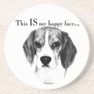 Posavasos De Arenisca Beagle Happy Face; Happy Beagle; Grumpy Beagle