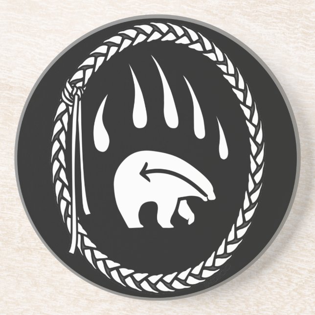 Posavasos De Arenisca Bear Tribal Arte Bebidas Astras De Oso Nativo (Frente)