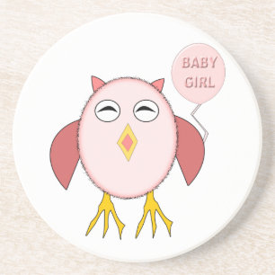 Posavasos De Arenisca Bebé Rosa Cute Leche Lechuza