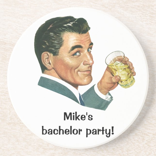 Posavasos De Arenisca Bebidas de Cocktails de época, bebidas de hombre (Frente)