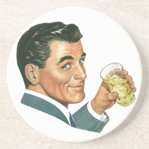 Posavasos De Arenisca Bebidas de cócteles vintage, hombre bebiendo bebid