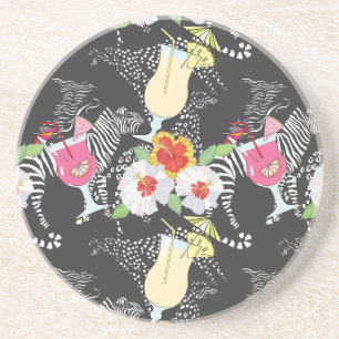 Posavasos De Arenisca Bebidas tropicales con animales