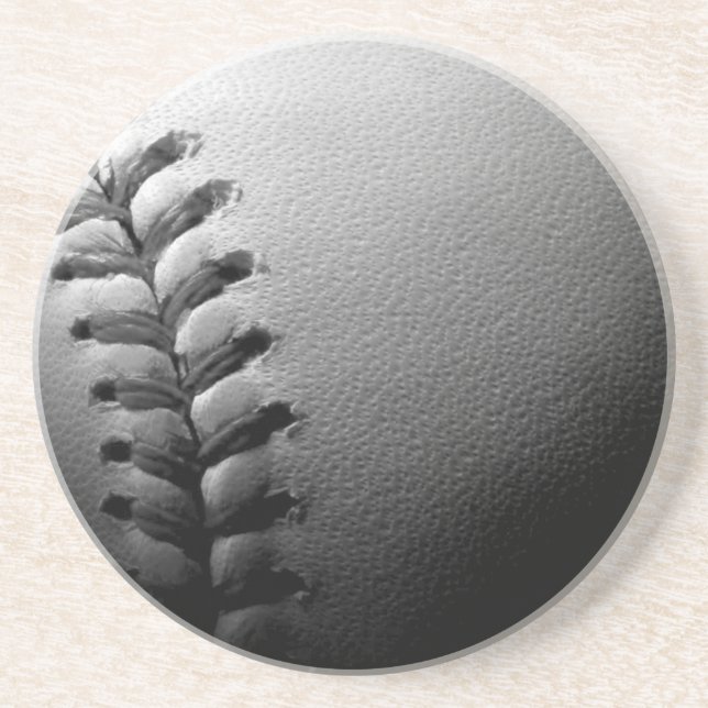 Posavasos De Arenisca Béisbol blanco y negro (Frente)