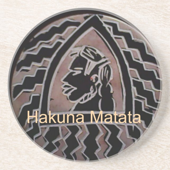 Posavasos De Arenisca Belleza africana: el retrato tribal de Bongo Maasa (Frente)