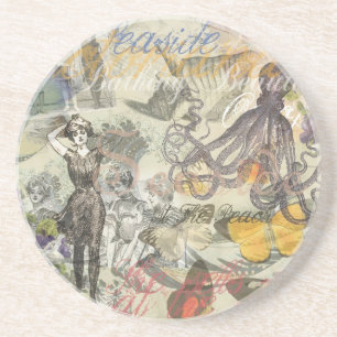 Posavasos De Arenisca Belleza victoriana de baño Kraken surrealismo vint