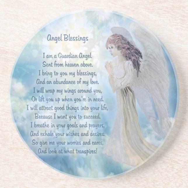 Posavasos De Arenisca Bendiciones del ángel de guarda (Frente)