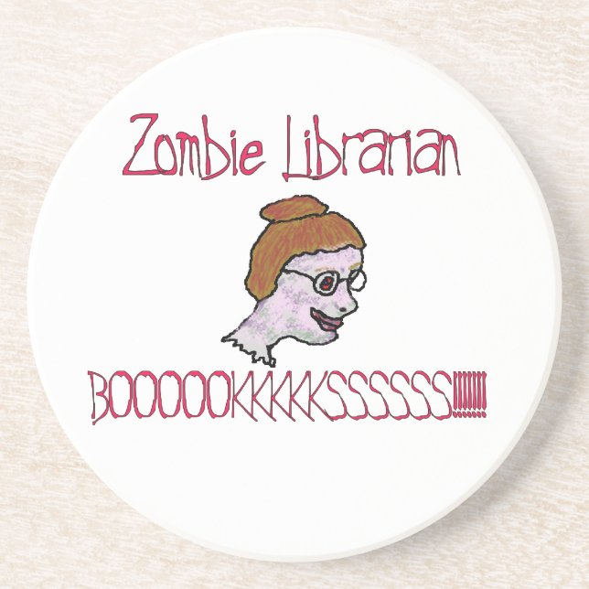 Posavasos De Arenisca Bibliotecaria Zombie (Frente)