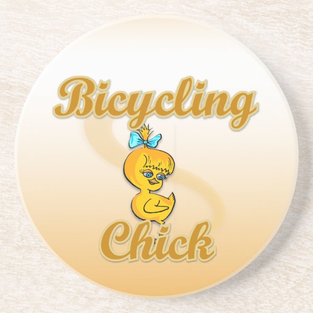 Posavasos De Arenisca Bicycling Chick (Frente)