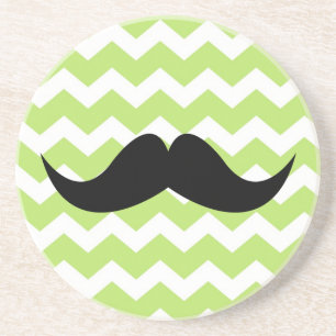 Posavasos De Arenisca Bigote con patrón de chevron verde arenisca sedien