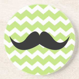 Posavasos De Arenisca Bigote con patrón de chevron verde arenisca sedien