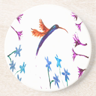 Posavasos De Arenisca Bird Art Floral Hummingbird