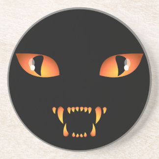 Posavasos De Arenisca Black Cat Coaster Fun Halloween Mal Cat Decoración