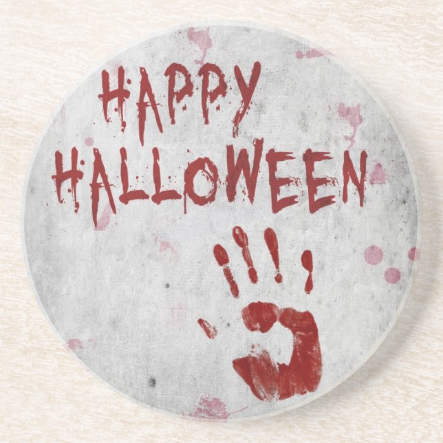Posavasos De Arenisca Bloody Handprint Halloween (Frente)