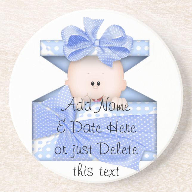 Posavasos De Arenisca Blue Boy Baby Shower Glass Coasters (Frente)