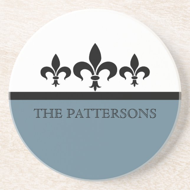 Posavasos De Arenisca Blue Swanky Fleur De Lis Coaster (Frente)