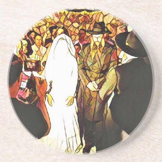 Posavasos De Arenisca Boda de Hassidic (Frente)