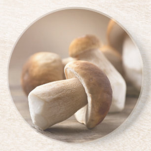 Posavasos De Arenisca Boletus De champiñón Sobre Fondo De Madera. Otoño