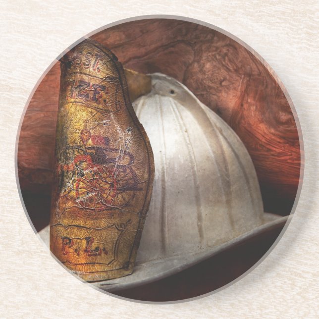 Posavasos De Arenisca Bombero - el jefe de bomberos (Frente)