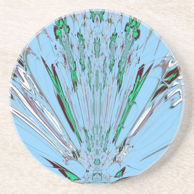 Posavasos De Arenisca Bonito Aqua Blue Amazon Floral Motif Art (Frente)