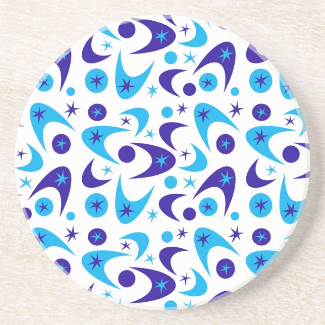 Posavasos De Arenisca Boomerangs retro de mediados del siglo (Frente)