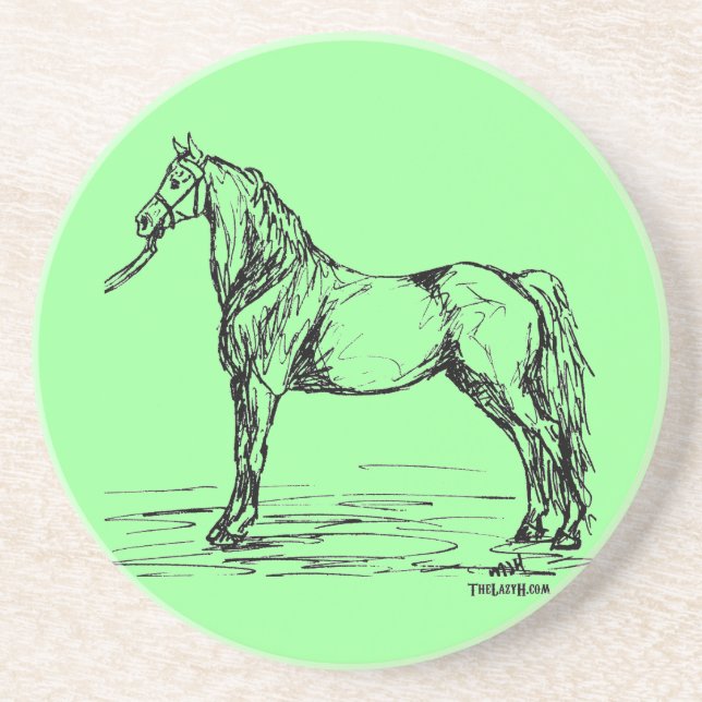 Posavasos De Arenisca Bosquejo simple del caballo de Morgan (Frente)