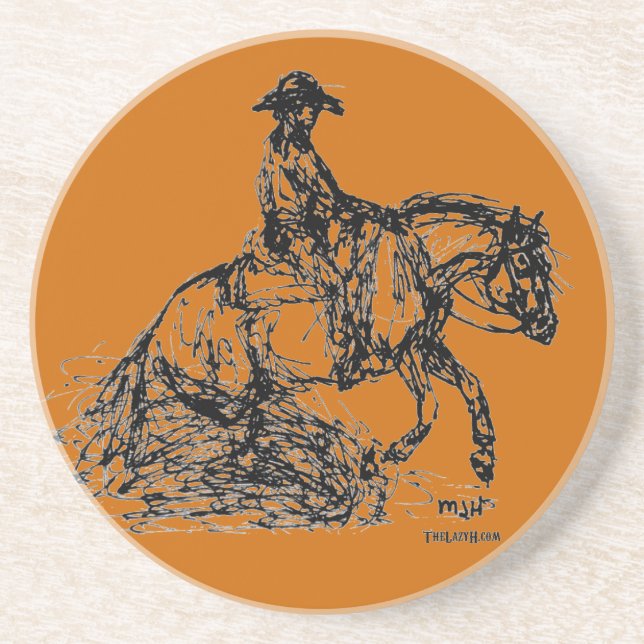 Posavasos De Arenisca Bosquejo simple del caballo que contiene (Frente)