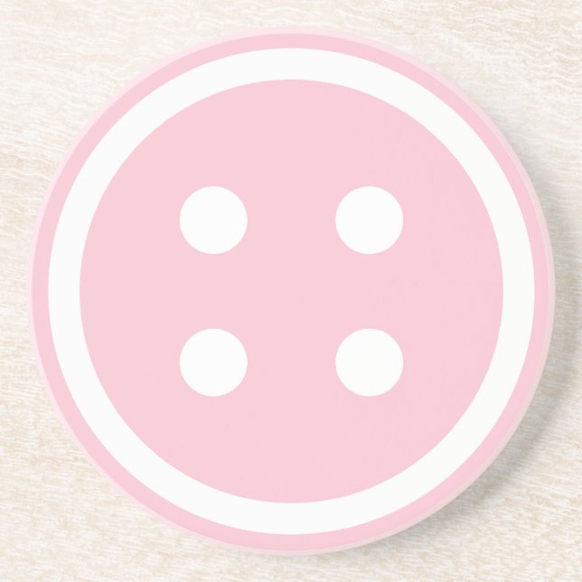 Posavasos De Arenisca Botón de costura rosado lindo (Frente)