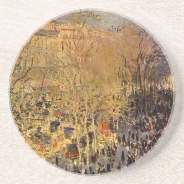 Posavasos De Arenisca Boulevard des Capucines por Claude Monet, Bella Ar (Frente)