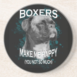 Posavasos De Arenisca Boxer Dog Animal Aovers Art Textos
