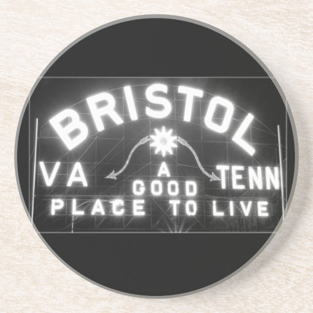Posavasos De Arenisca Bristol Virginia Tennessee - Cartel de eslogan en  (Frente)