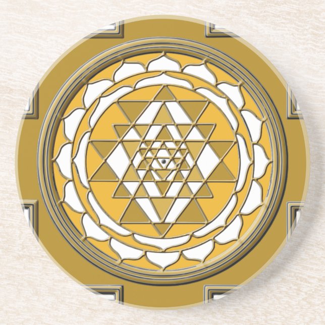 Posavasos De Arenisca Bronce de Sri Yantra (Frente)