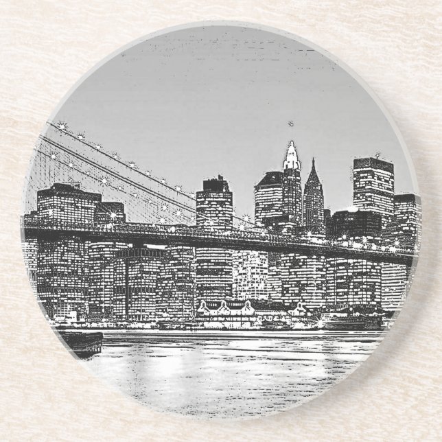 Posavasos De Arenisca Brooklyn Bridge New York (Frente)