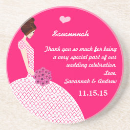 Posavasos De Arenisca Brunette Bridesmaid Boda Gown Coaster