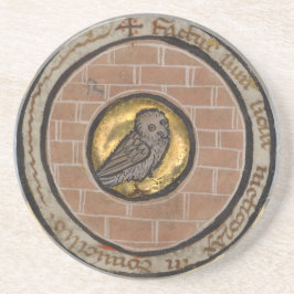 Posavasos De Arenisca Búho de un manuscrito medieval