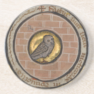 Posavasos De Arenisca Búho de un manuscrito medieval