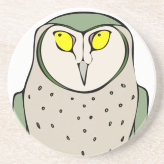 Posavasos De Arenisca Búho verde guapo en blanco