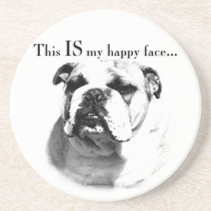 Posavasos De Arenisca Bulldog Feliz Cara