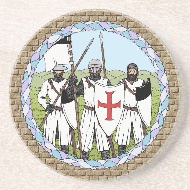 Posavasos De Arenisca Caballeros Templarios medievales (Frente)