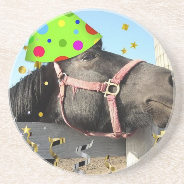 Posavasos De Arenisca Caballo animal fiesta (Frente)