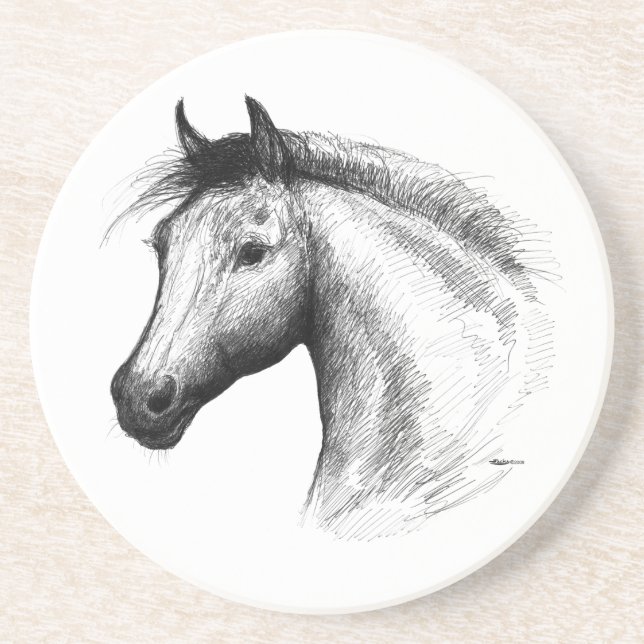 Posavasos De Arenisca Caballo: blanco (Frente)
