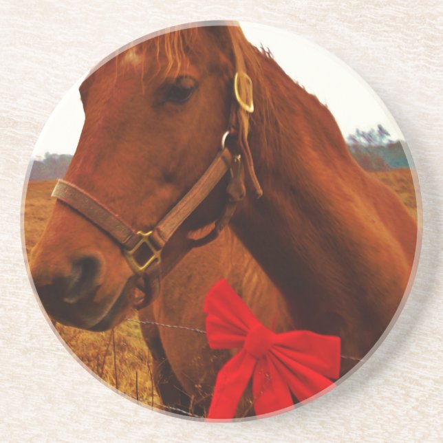 Posavasos De Arenisca Caballo con arco rojo (Frente)