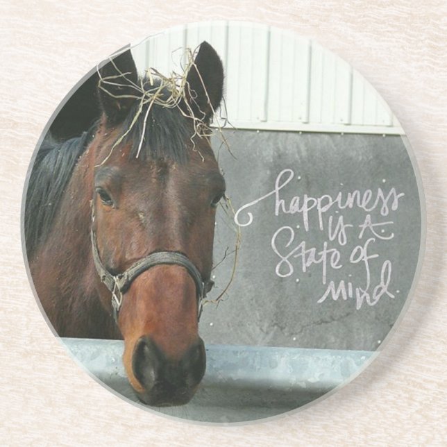 Posavasos De Arenisca Caballo de Felicidad (Frente)